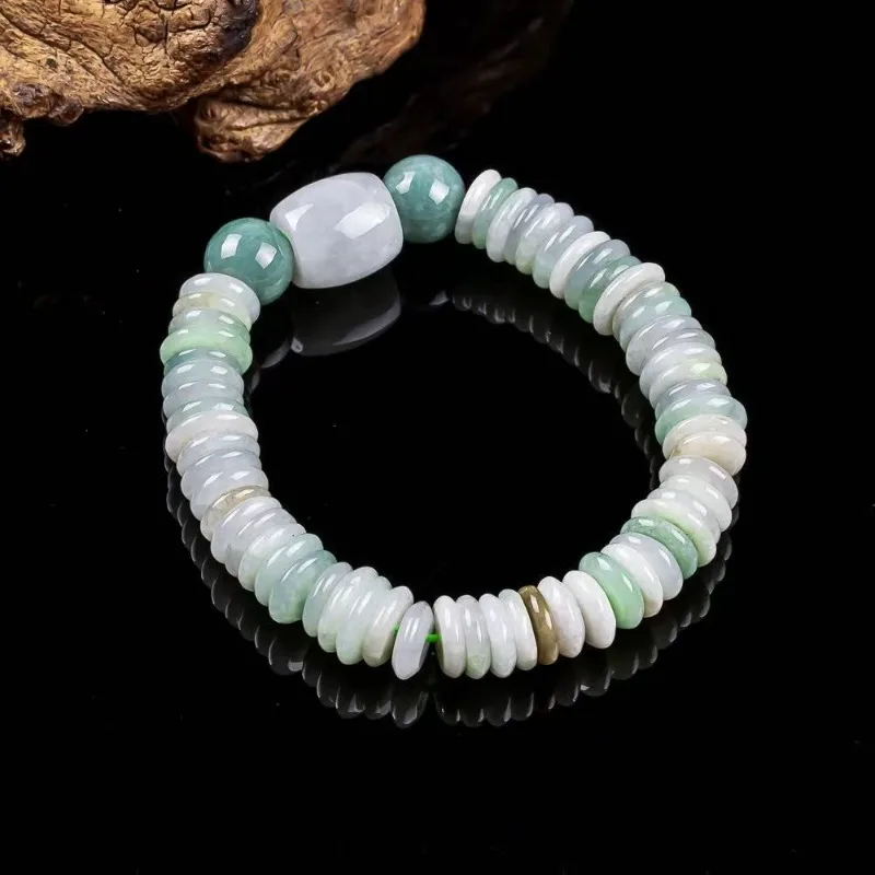 

Natural Emerald Floating Flower Tri Colored Abacus Beads Bracelet Bangle Fashion Vintage Luxury Amulet Carved Accessories Charm