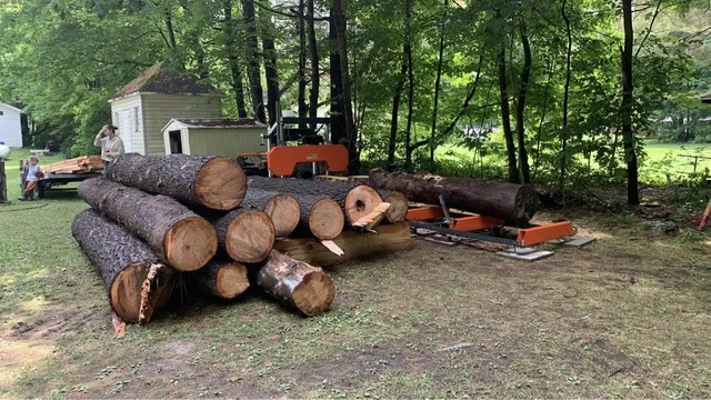 منشار خشب أفقي محمول بسلسلة، آلة نشر الخشب، منشار لقطع الأخشاب