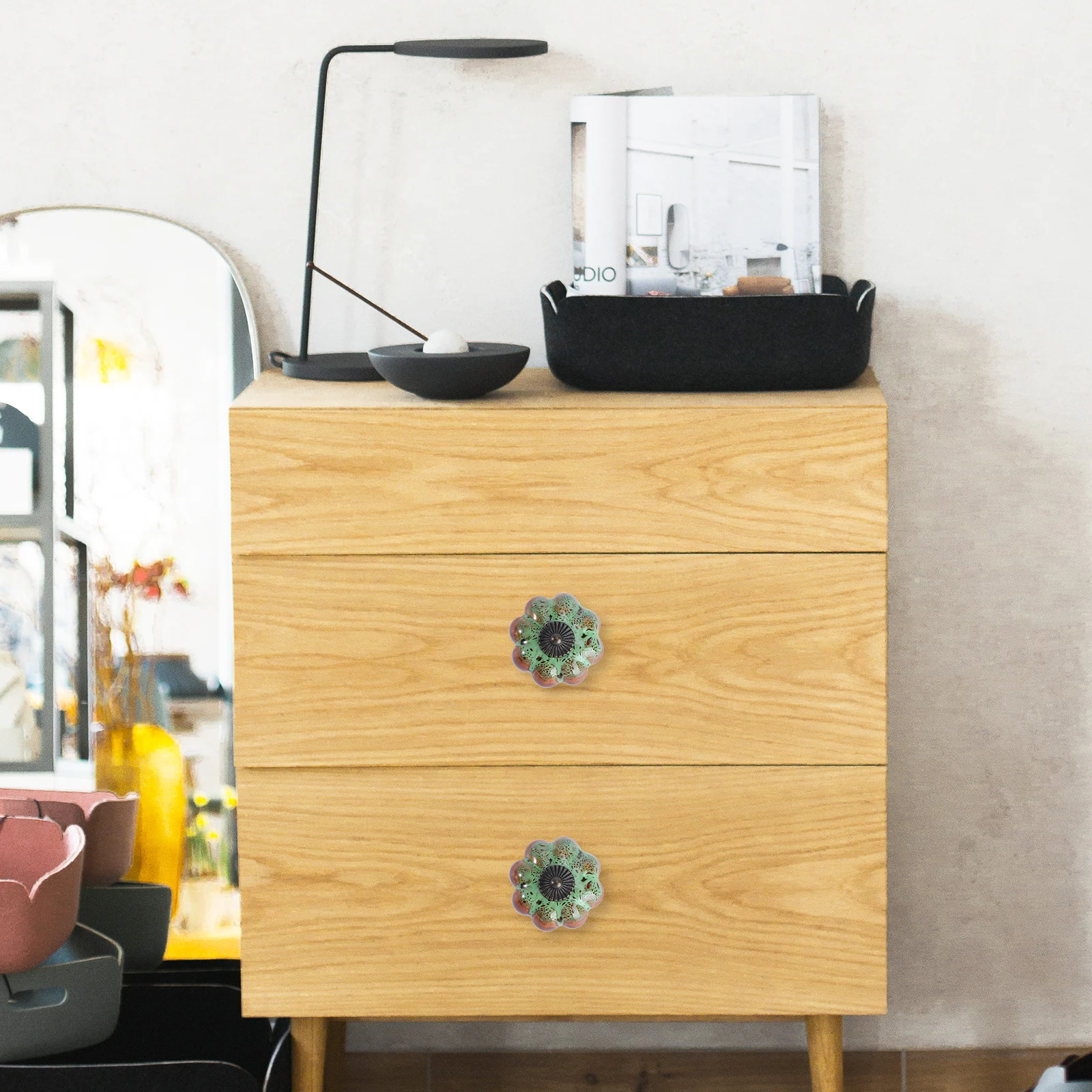 

6Pcs Ceramic Pumpkin Drawer Pull Handles Durable Pumpkin Style Knobs for Cabinet Wardrobe Furniture Cupboard Cabinet Knob