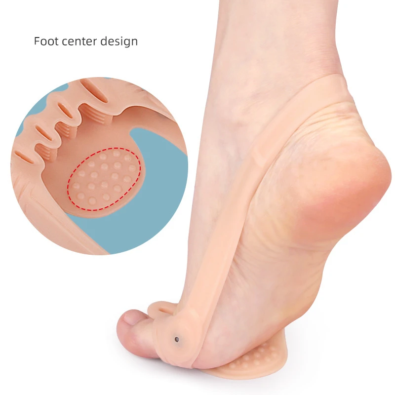 Almohadilla de Gel para antepié, banda de tensión elástica de silicona, superposición, Corrector de Hallux Valgus, masaje de descompresión, separador de cinco dedos del pie, 5 pares