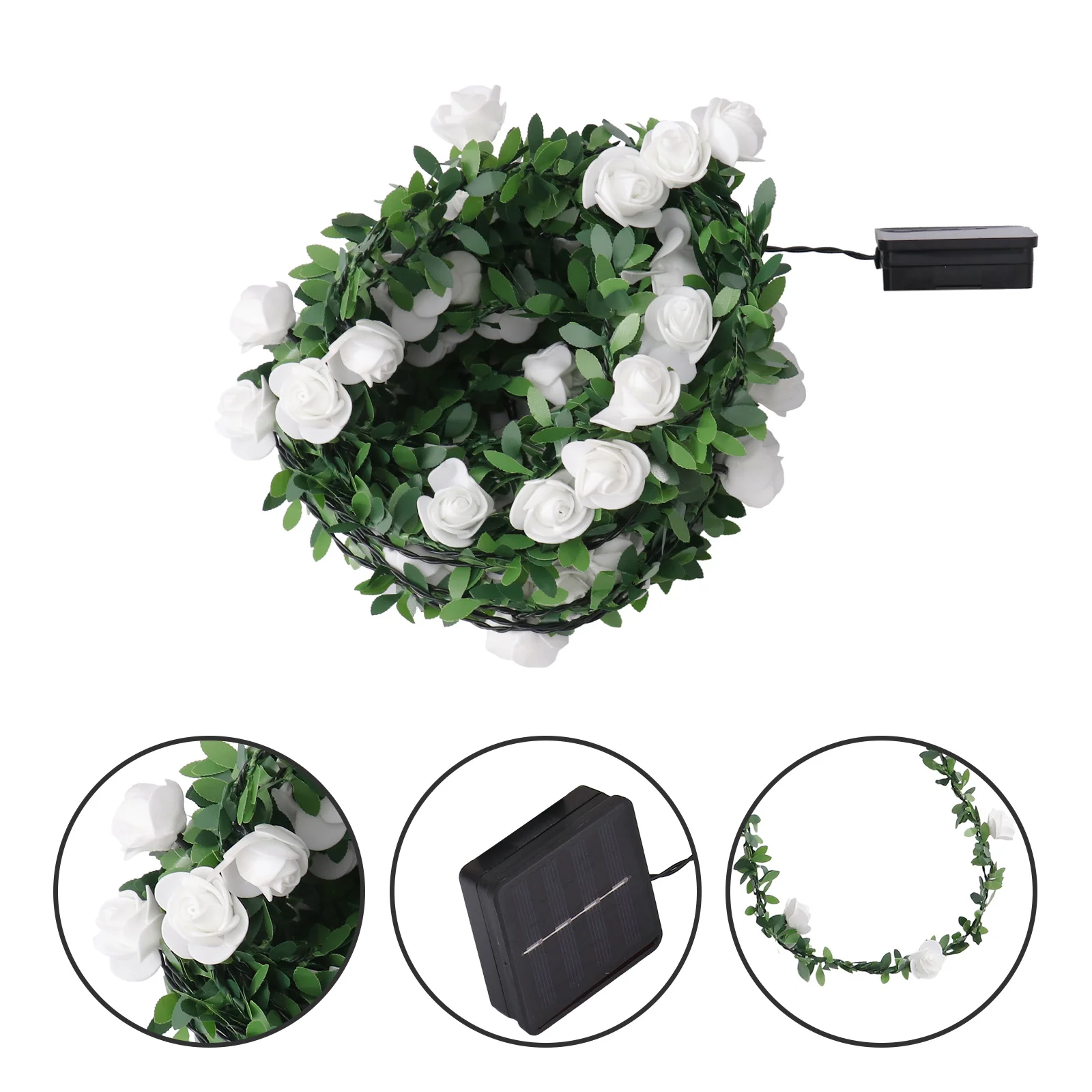 مجموعة واحدة من ضوء الروطان الوردي النابض بالحياة سلسلة ضوء شمسي دافئ رومانسي لحفلات الفناء والحديقة مصباح شمسي خارجي #3