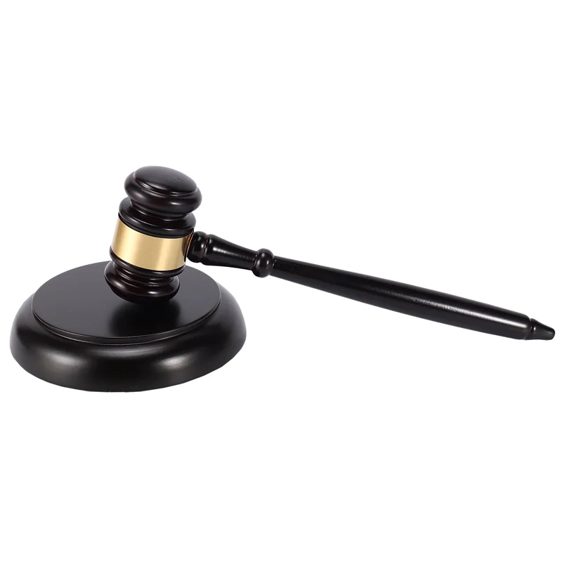 ABNP Martillo de subasta de mazo de juez de madera con bloque de sonido para trabajo hecho a mano de subasta de juez de abogado