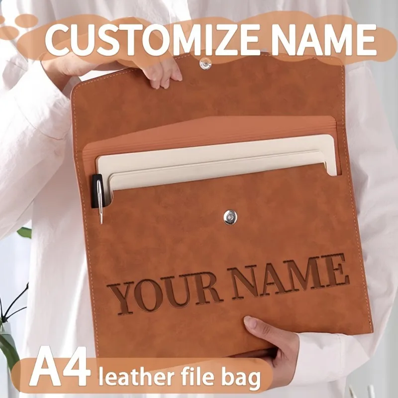 

Personalized A4 Folder for Business and Office Organization - Waterproof Faux Leather, Magnetic Closure, Ideal for Exams