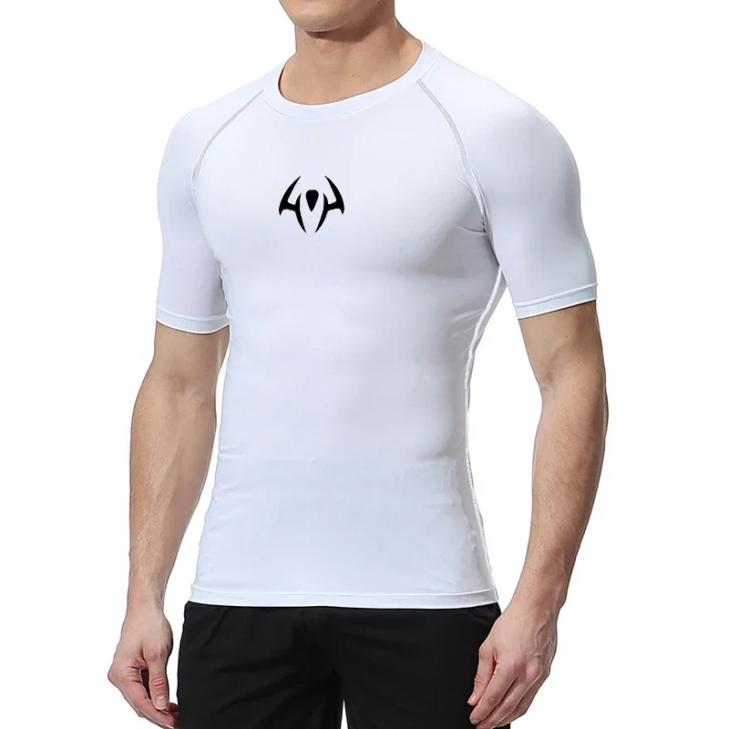 Camisas gráficas de compressão de manga curta para homens atléticas camisetas de secagem rápida camisetas topos ginásio treino undershirt baselayer rash guard