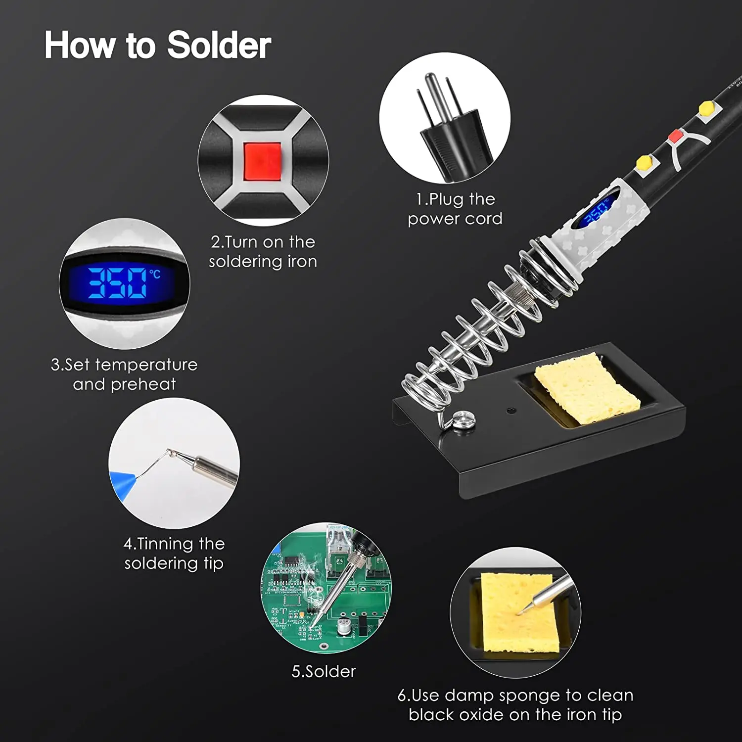 Soldador de temperatura ajustable de 80W, estación de soldadura electrónica Digital LCD, retrabajo de soldadura, conjunto de herramientas de reparación de calor rápido