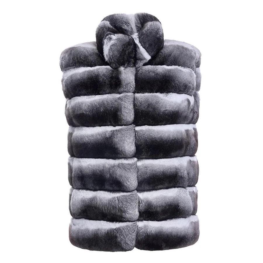 Natürliche Kaninchen Fell Weste Mit Stehkragen Echte Kaninchen Fell Weste Ärmellose Echt Pelzmantel Heißer Verkauf frauen Pelz Weste