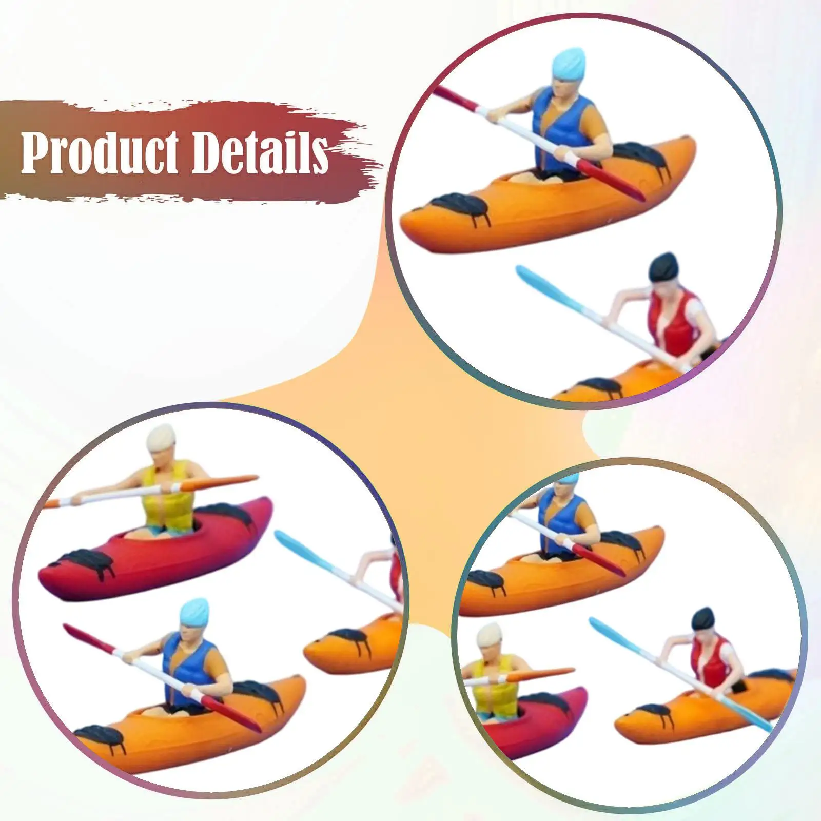 3Pcs 1:64 Kayak Figure Model Creative,Sand Table Model Toys Ship Model for DIY Scene Photography Props Dollhouse Diorama Scenery