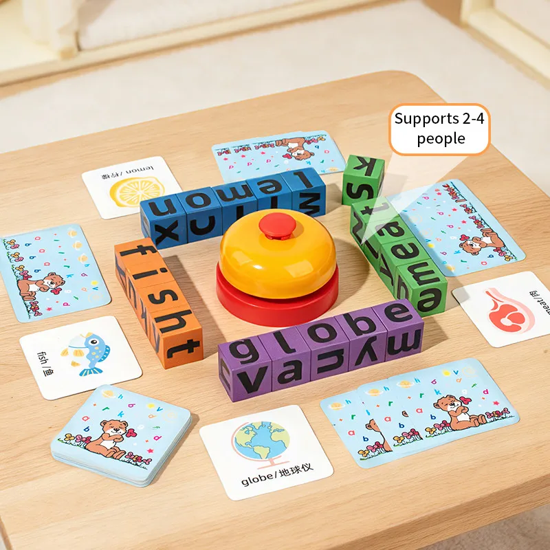 4 Players Children Magnetic Spelling Word Cube Kids Game Learning Education English Writing Teaching Aids Alphabet Wooden Toys Competitive Game view 5