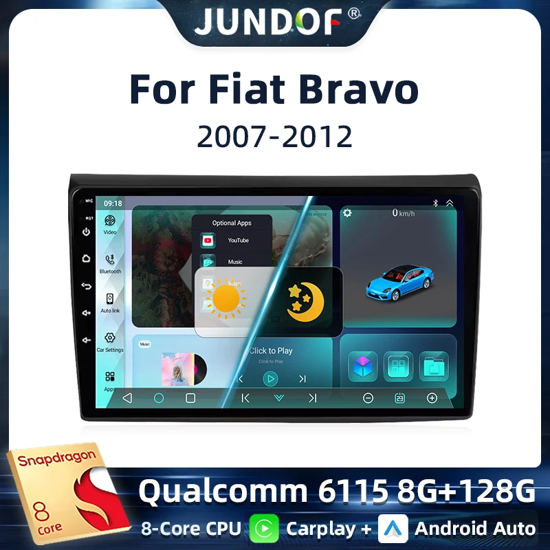 

Car Radio Android 15 For Fiat Bravo 2007 2008 2009 2010 2011 2012 Navigation Multimedia Player GPS WiFi+4G DSP BT Carplay Auto