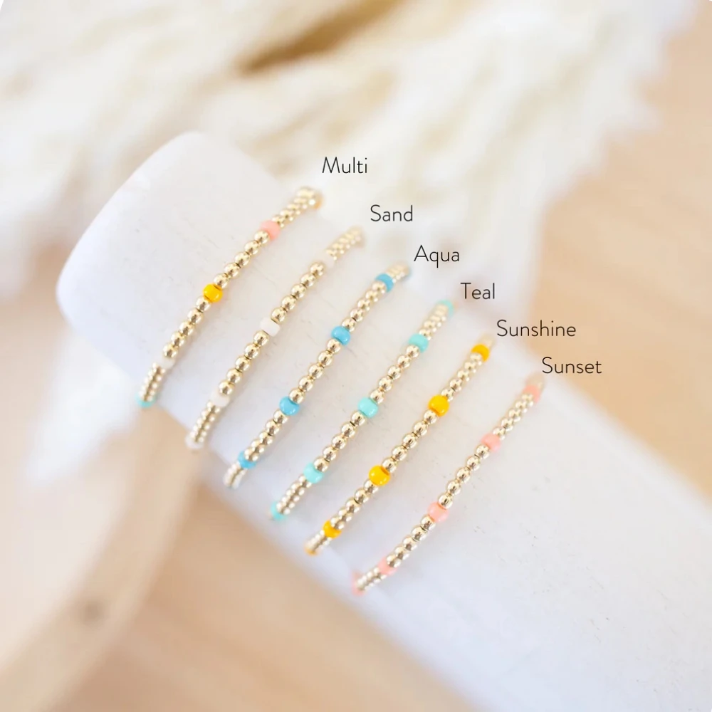 Vlen Perlenarmband für Frauen, Geschenk, mehrfarbige Glasperlen, Schmuck, 18 Karat vergoldet, Pulseras, Boho-Sommer-Stapelarmbänder – Detail 6