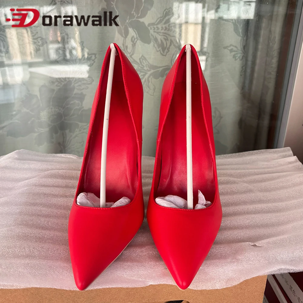 

2025 Sexy Matte Red 12cm Woman High Heels Red Inside Pointed Toe Shallow Stilettos Pumps Elegant Wedding Ladies Dress Shoes