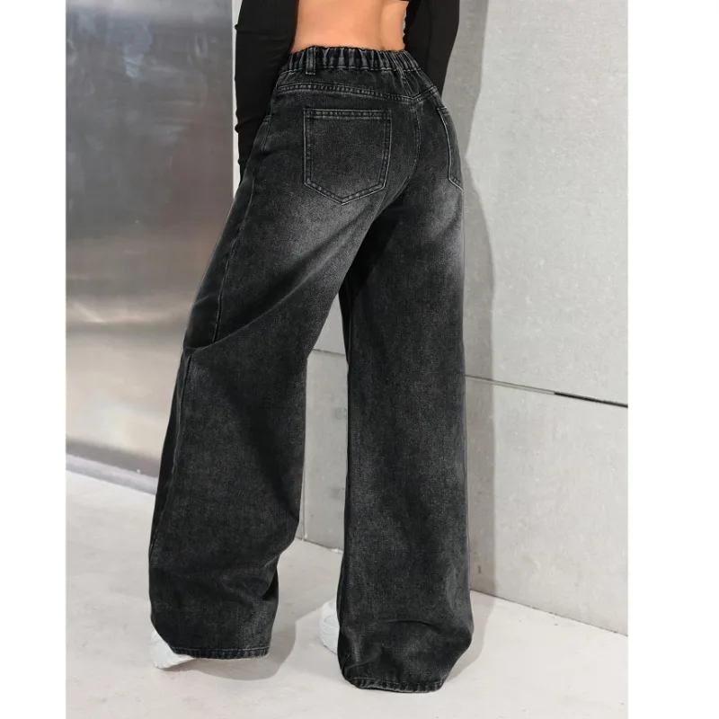 Women's Jeans Baggy Street Style Loose Fit Pants Casual Denim With Slant Pockets For Trendy Look