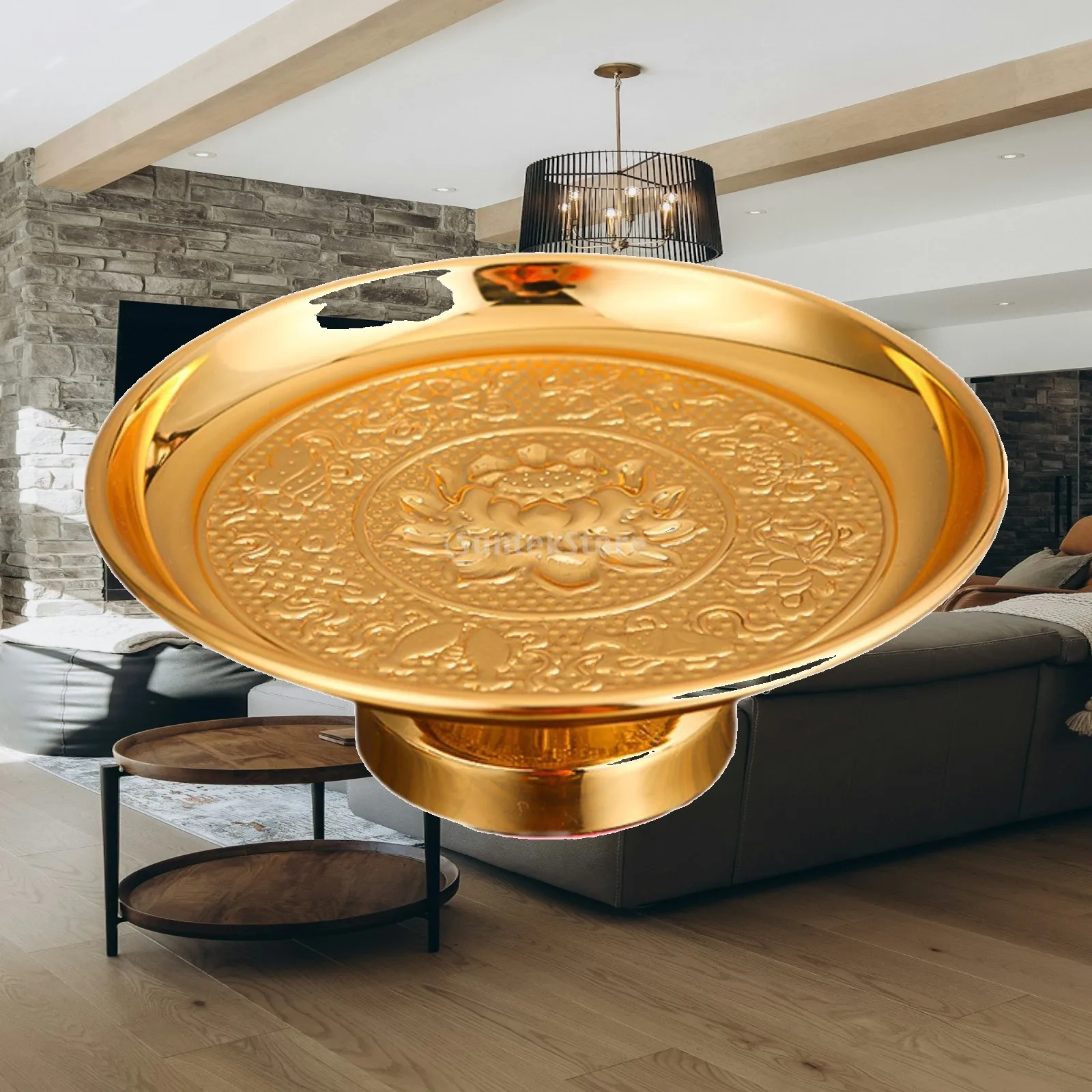 Temple Tray Food Dessert Snack Display Stand Alloy Lotus Bowl for Home Decor and Ritual Use