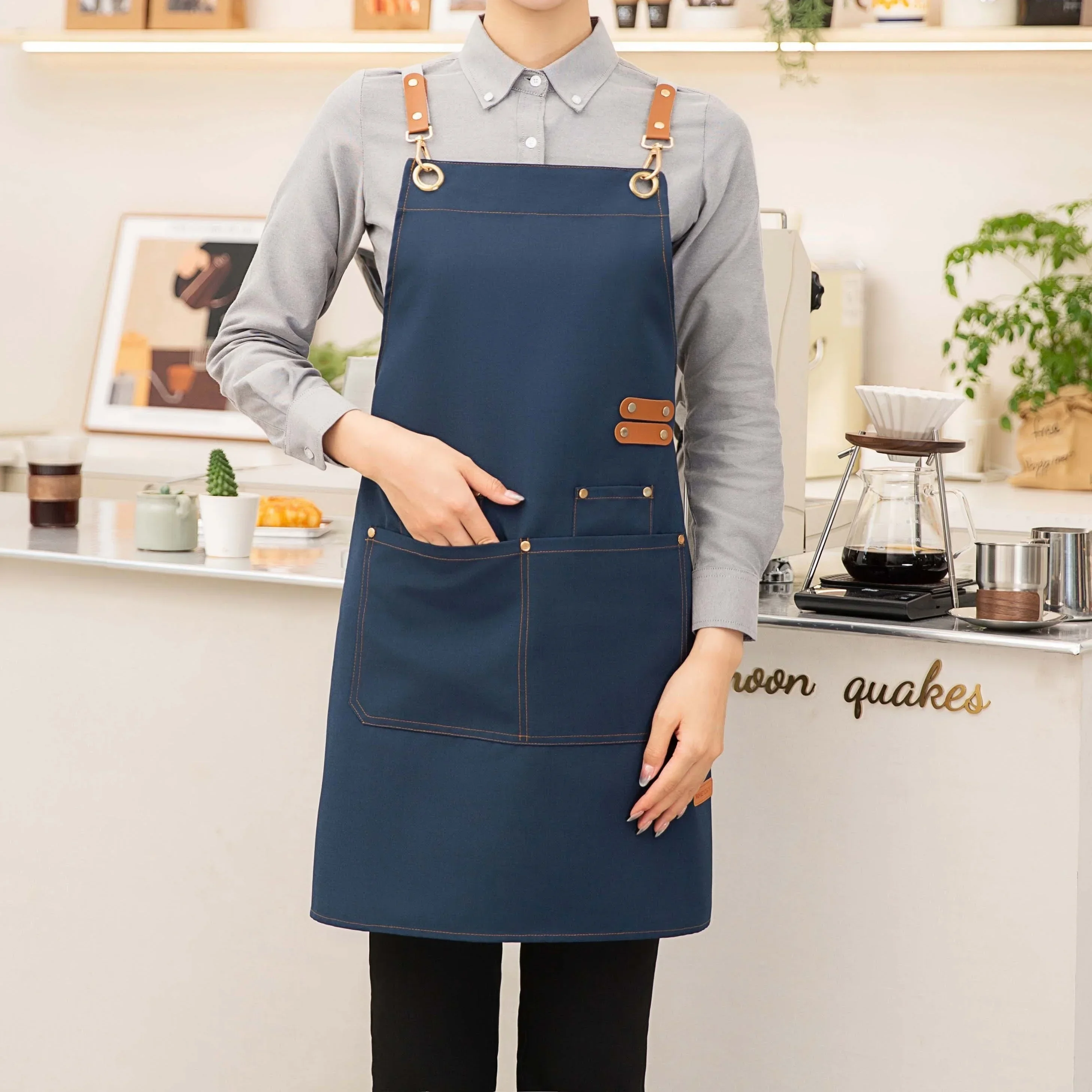 Adjustable Canvas Kitchen Apron With Large Pockets For Cooking And Baking - Perfect Chef Bib Apron For Home And Professional Use