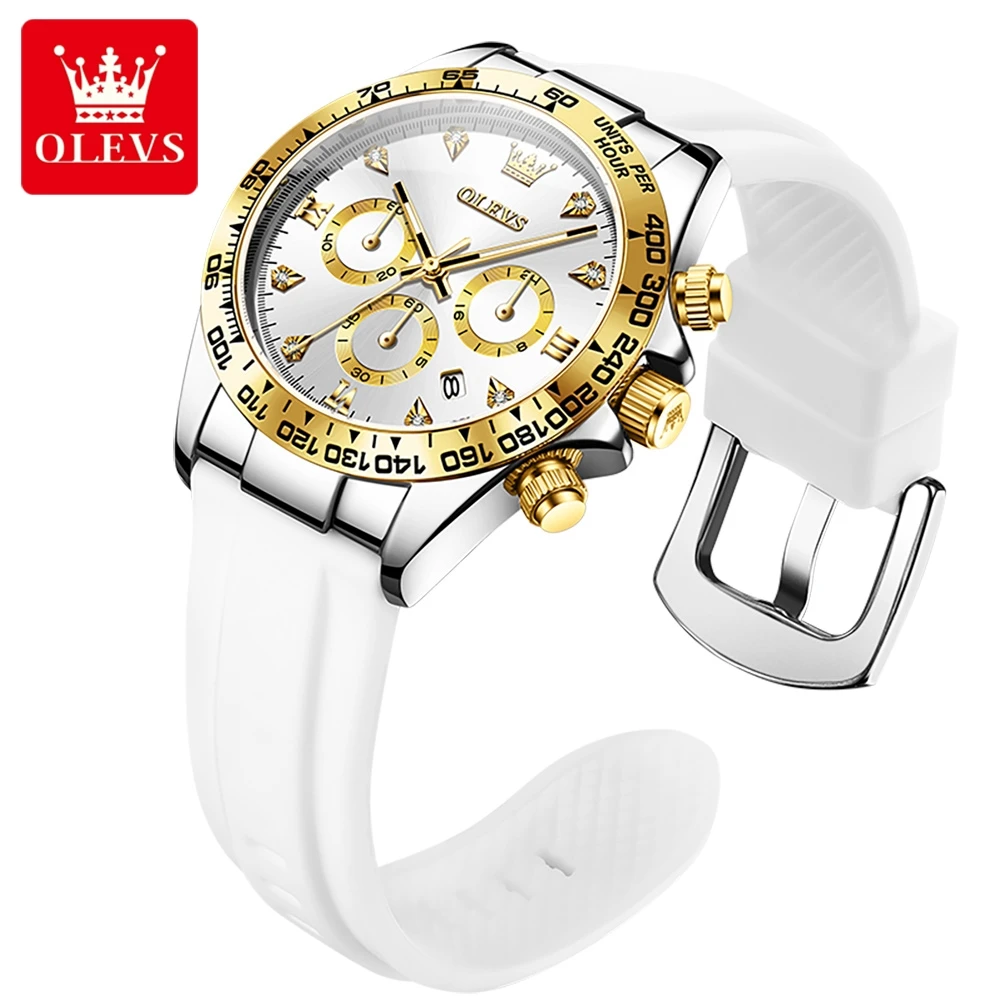 OLEVS Luxury Ladies Fashion High Quality Quartz Watch Calendar Waterproof Quality Women Watches Silicone Strap Clock Reloj