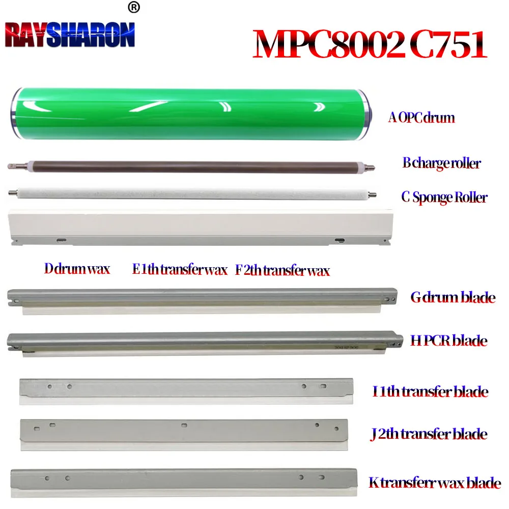 Drum Wax Transfer Wax Bar OPC Drum Cleaning Blade Charge Roller Transfer Blade For Ricoh MPC C651 C751 C8002 C6502 C5100 C5110