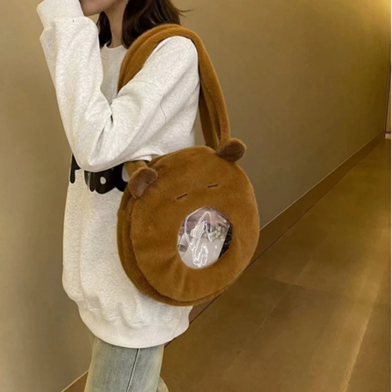 Creative Capybara Animal Plush Shoulder Bag Chain Bag Crossbody Bag Bucket Bag Fun Brown Capybara Collection For Girls Gifts