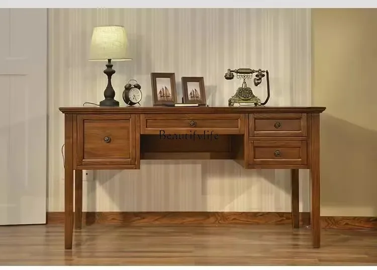 

ls 42Solid wood study desk ash wood walnut cabinet