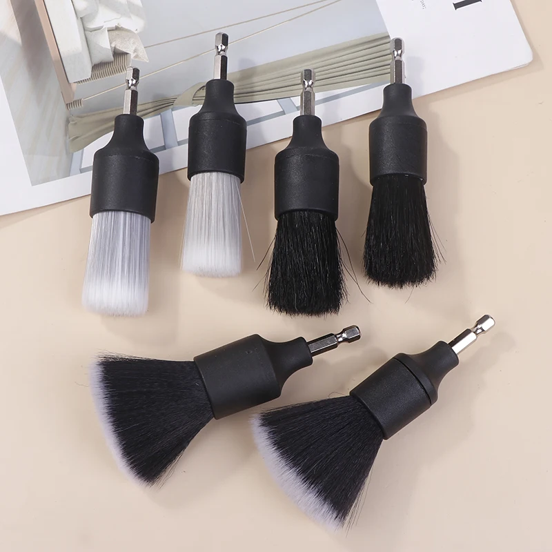 3 PCS Car Detail Drill Brush Set Boar Bristle Brush for Interior Cleaning Crevice
