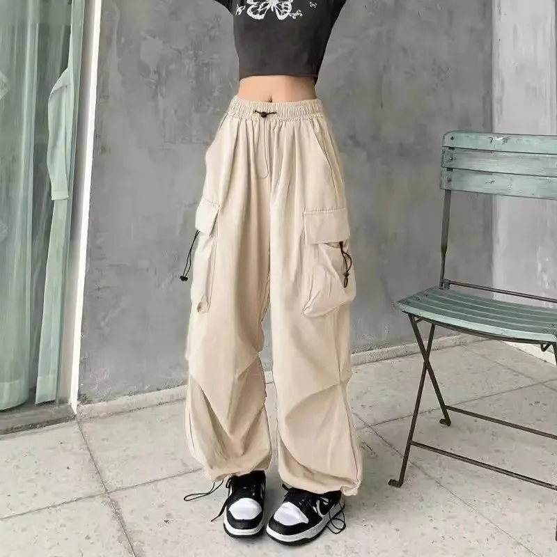 Pantaloni casual da lavoro retrò americani da donna estivi versatili gamba dritta appesa con sensazione di pantaloni alla caviglia pantaloni larghi a gamba larga