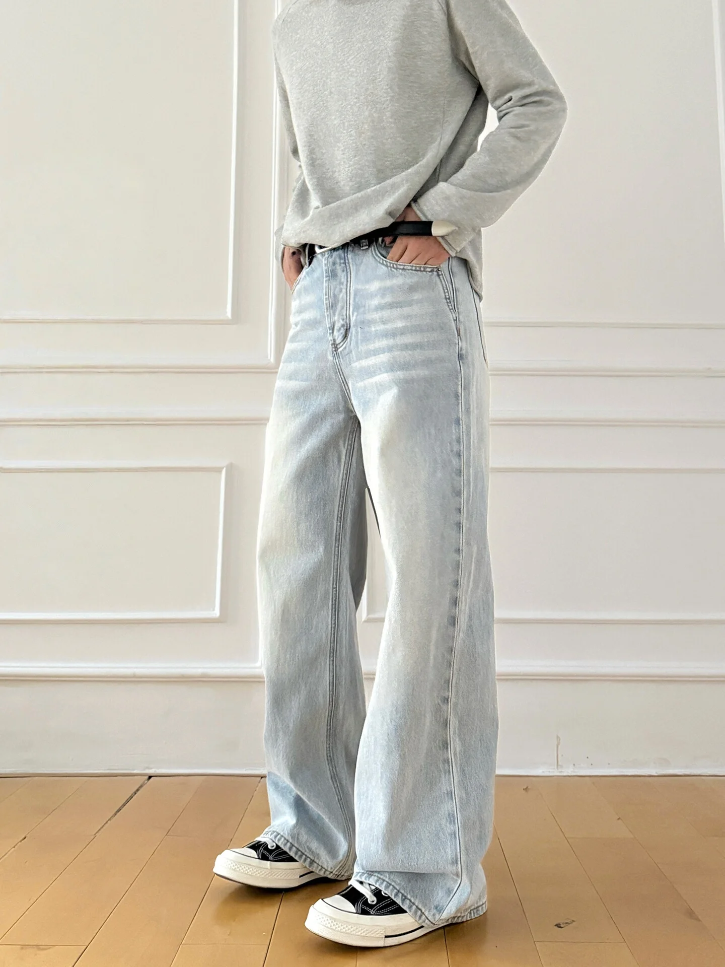 

Джинсы American Vibe в стиле ретро с высокой талией, прямые, с эффектом похудения, универсальные, слегка расклешенные, из денима