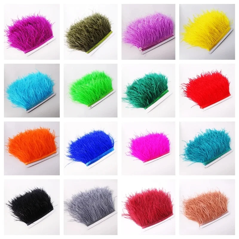 1Meters Ostrich Feathers Trim Width 10-15cm Black Feathers for Crafts Ostrich Feather Fringe Trim Ribbon Plumas Plume Decoration