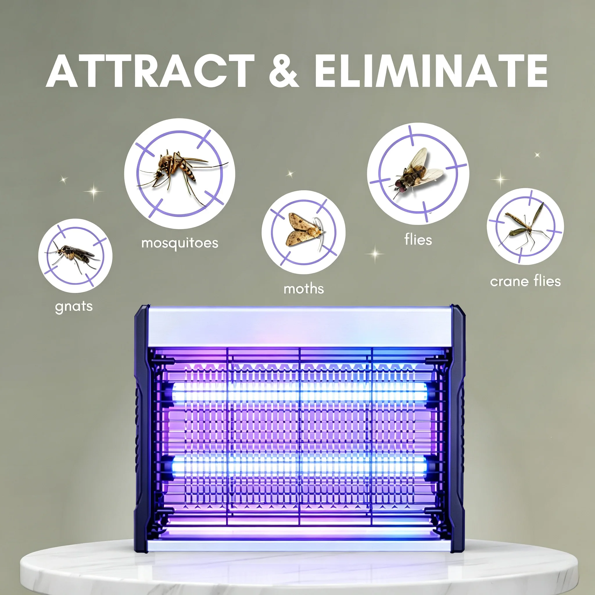 Indoor Home Bug Zapper Electric Shock Mosquito Killer Lamp Silent UV Fly Trap with Safety Mesh Wall Mounted for Courtyard