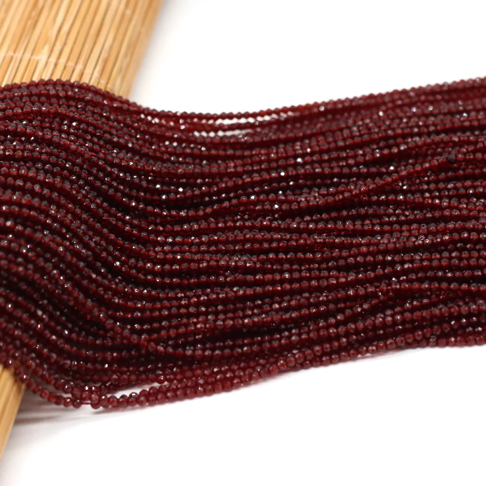 Kamień naturalny Spinel ciemnoczerwony 2mm mały koralik do tworzenia biżuterii DIY naszyjnik akcesoria do bransoletki uzdrawiający kamień szlachetny urok prezent 38cm