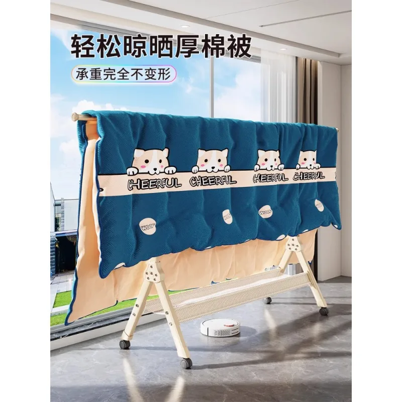 شماعة كريمية من الأرض إلى السقف، شرفة منزلية داخلية، تجفيف الملابس، شماعة تلسكوبية قابلة للطي #4