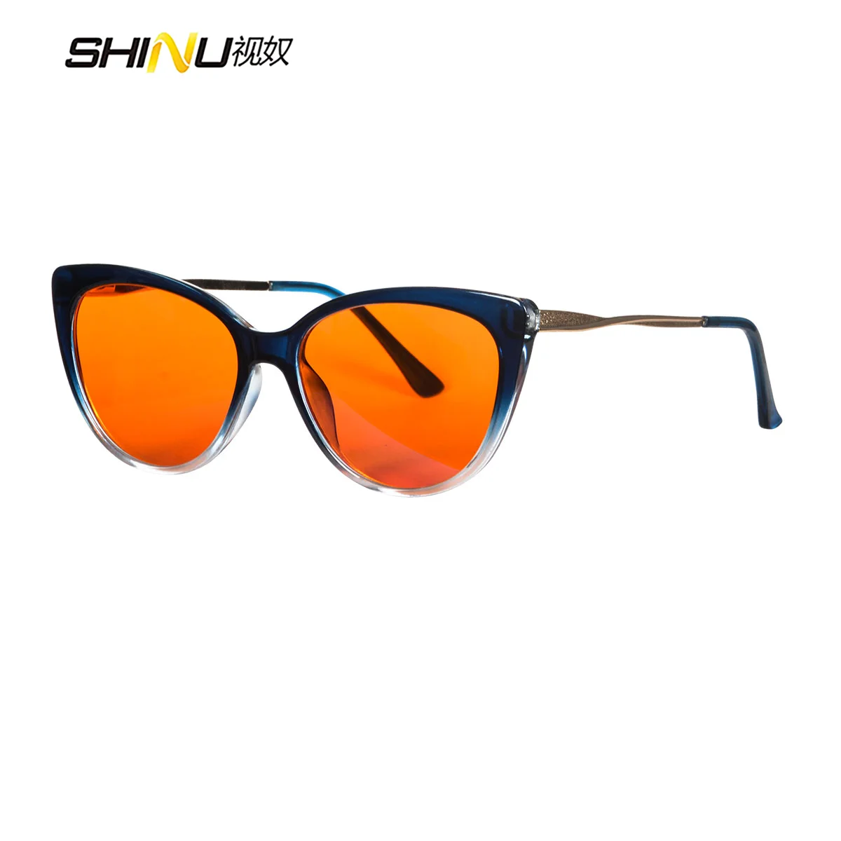 Women Glasses Cat Eye TR90 Frame Anti Blue Ray Red Lens Glasses For Better Sleep Orangeglasses Long Time Working Eyes Protection