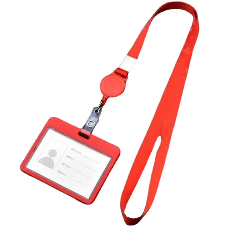 Badge Holder with Lanyard Work Pass Card Holder Employee's Chest ID Tag Employee's Name Card Case Cover Sleeve Neck Strap