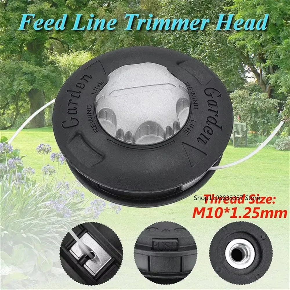 Universal M10 Bump Spool Aluminum Grass String Trimmer Head with 2 Lines Cutter Head for Brush Cutter Lawn Garden Tools