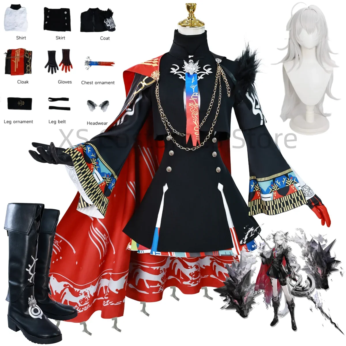 

Lappland The Decadenza Cosplay Costumes Wig Anime Game Prop Accessories Sexy Uniform Sets Shoes