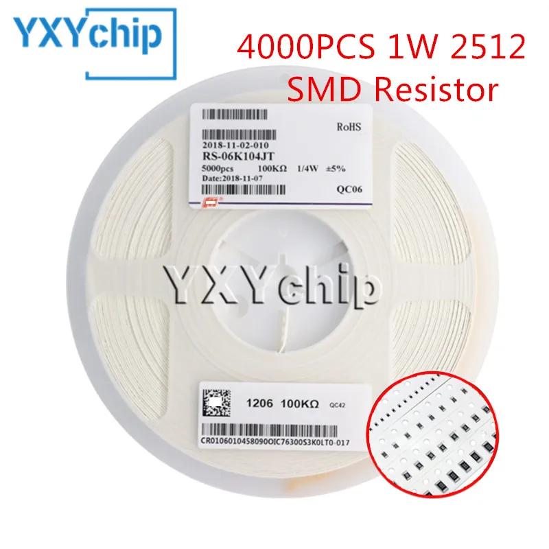 4000pcs 2512 1W Resistor 0R - 10M 0 0.1 0.22 0.5 10 47 100 220 470 ohm 0.1R 0.5R 10R 100R 220R 1K 2.2K 4.7K 10K 47K 100K 1M