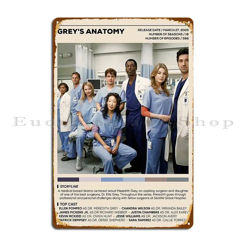 Grey S Anatomy Tv Show Poster Doctor Nurse Tv Series Wall Art Metal Sign Poster Create Iron Party Plaques Tin Sign Poster