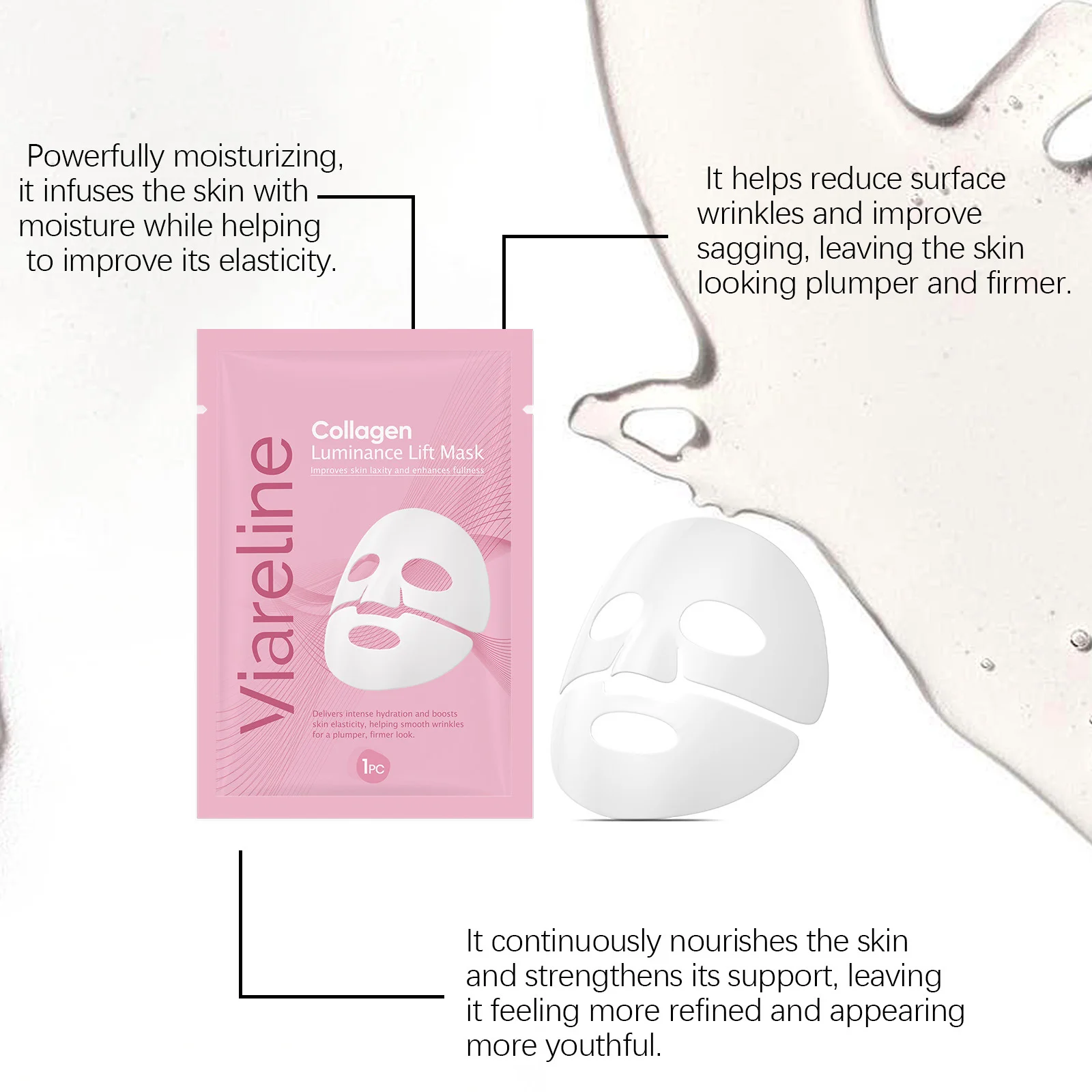 Collagen Moisturizing Facial Mask Firming Glow Soothing Dry Skin Repair Softening Brightening Stabilizing Hydrating Facial Mask