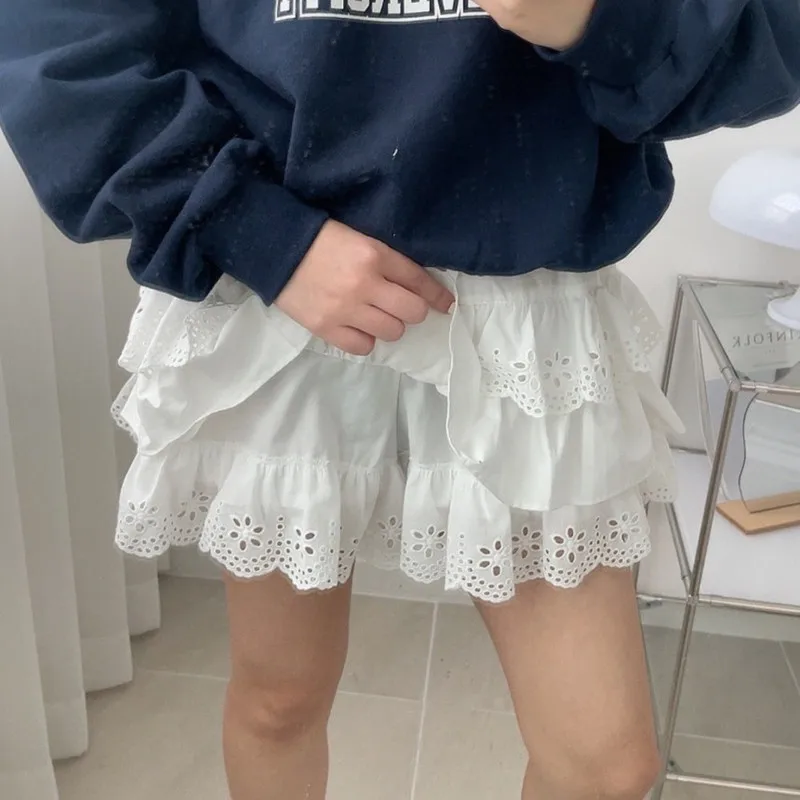 2026 Summer New Hot Selling Small Fresh Lace Solid Color Fluffy Cake Skirt A-line Skirt for Women