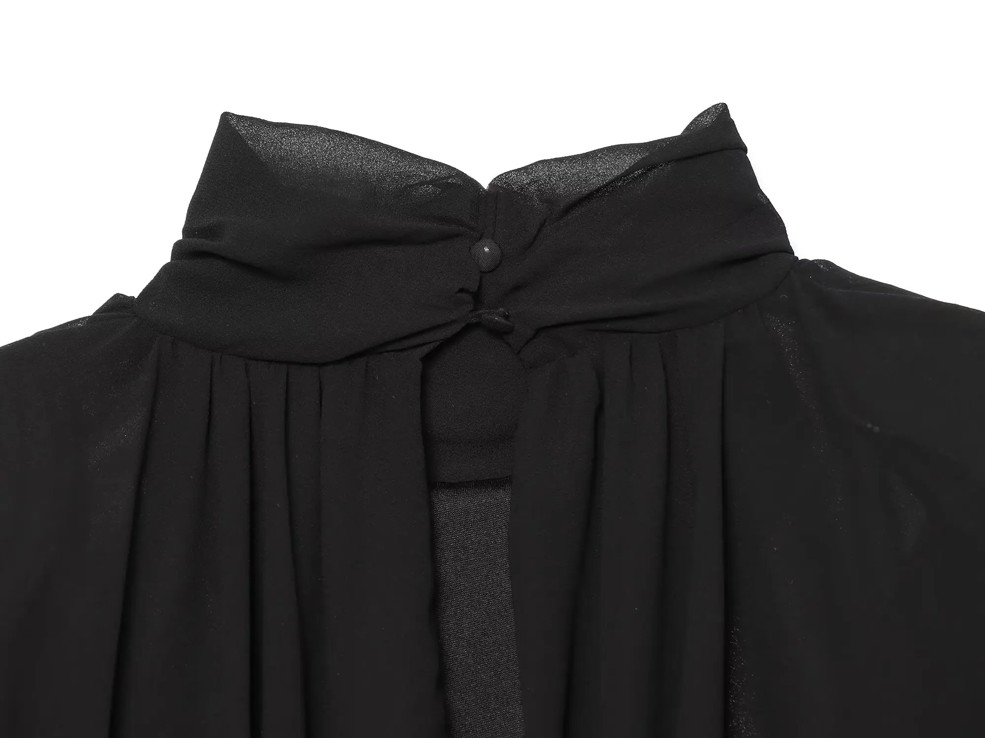 BSAY 2026 Herbst Neue Französische Elegante Damenmode Halbhoher Kragen Schulterpolster-Top Puffärmel Kurzes Hemd – Detail 8