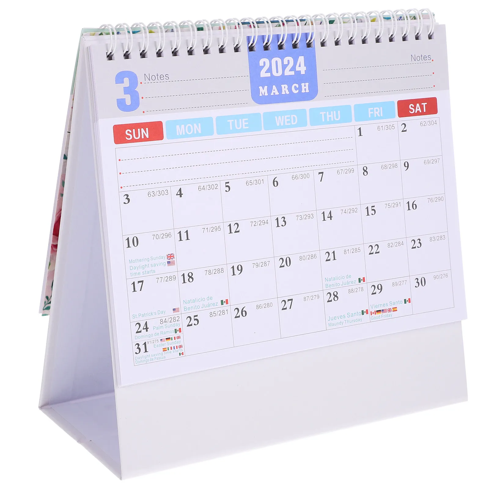 

19-Month Desk Calendar 2024-2025 Standing Flip Block Calendar Minimalist Office Desktop Decoration Thick Paper Metal Wire Bound