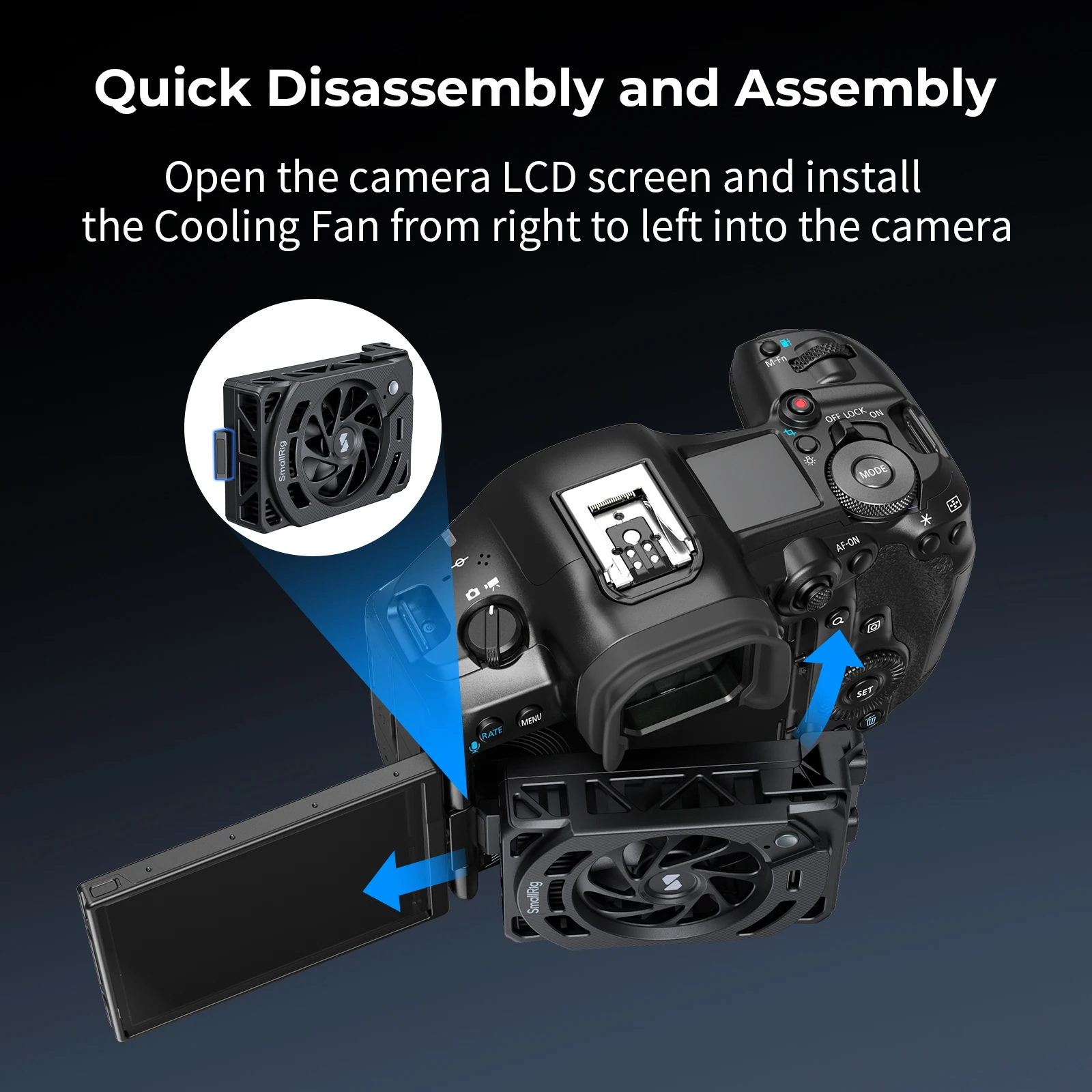 مروحة تبريد صغيرة لكاميرات Canon EOS R5 Mark II & R5، لـ FX3/ FX30 / ZV-E1 / ZV-E10 II / ZV-E10 / A7 IV/ A7S III/A7C /A7C II 5063