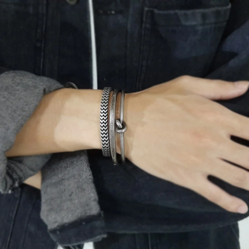 

Vnox Vintage Men's Bracelet Set Retro Finish Stainless Steel Curban Chain Wristband Cuff Bangle Gentle Stylish Gothic Jewelry