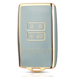 Jingyuqin Soft TPU Cover For Renault Espace 5 Kadjar Koleos Captur Megane 4 Talisman Arkana Dacia Sandero 4 Button Car Key Case