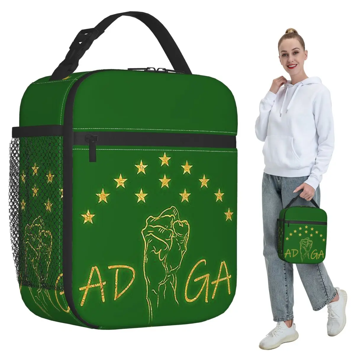 

Изолированная сумка для обеда Adiga Fight For Ever Adygea Flag для детей, школьная термосумка-холодильник для еды, портативный контейнер для ланчей