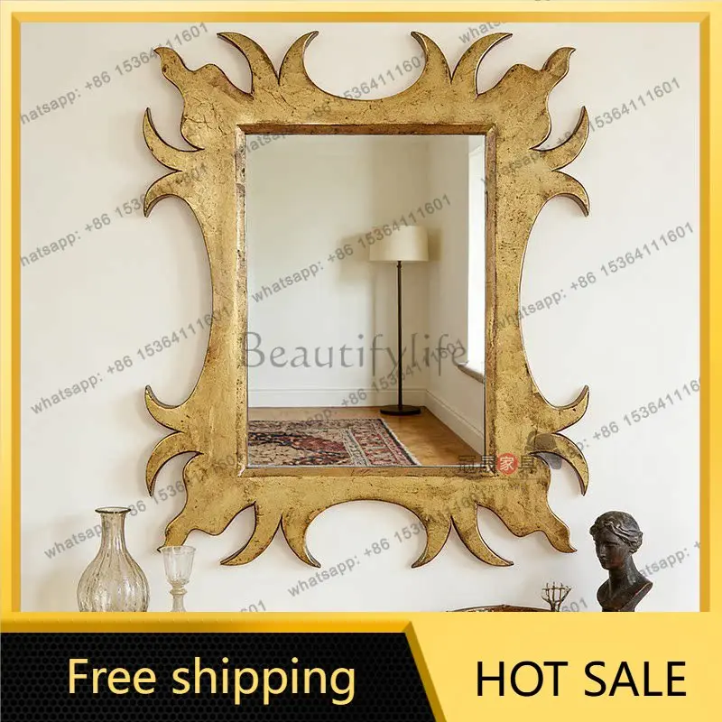 LS retro fireplace decorative mirror wall hanging special-shaped old French luxury bedroom dresser makeup mirror