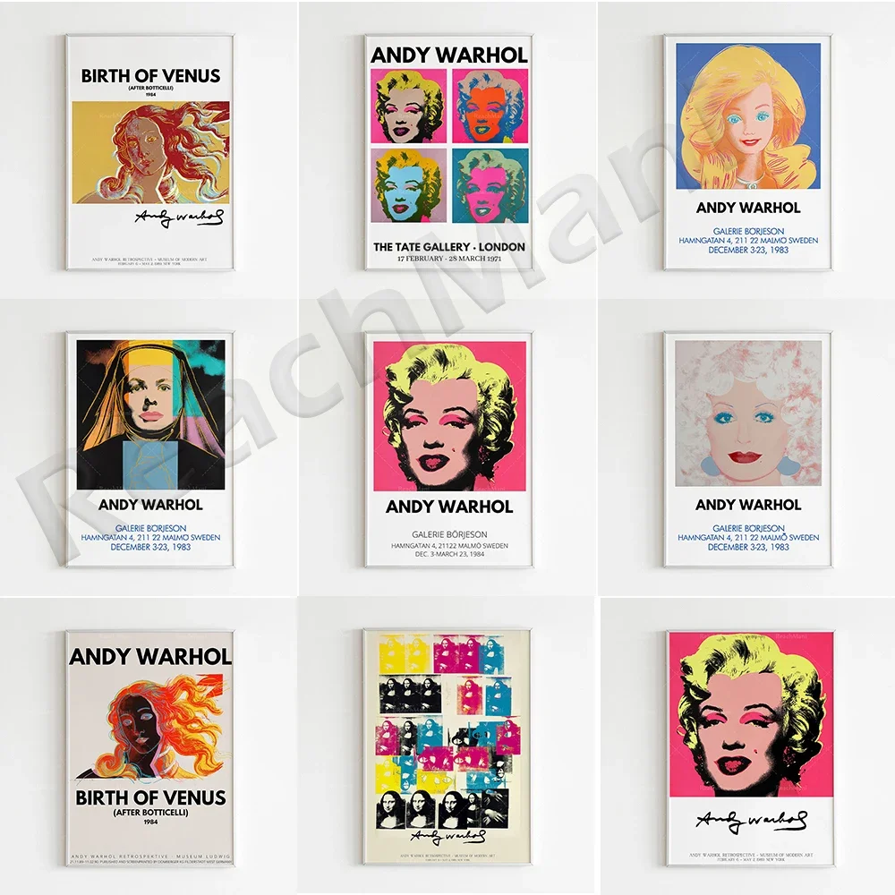 

Andy Warhol exhibition poster, modern wall decoration, pop art print retro modern wall decoration medieval poster