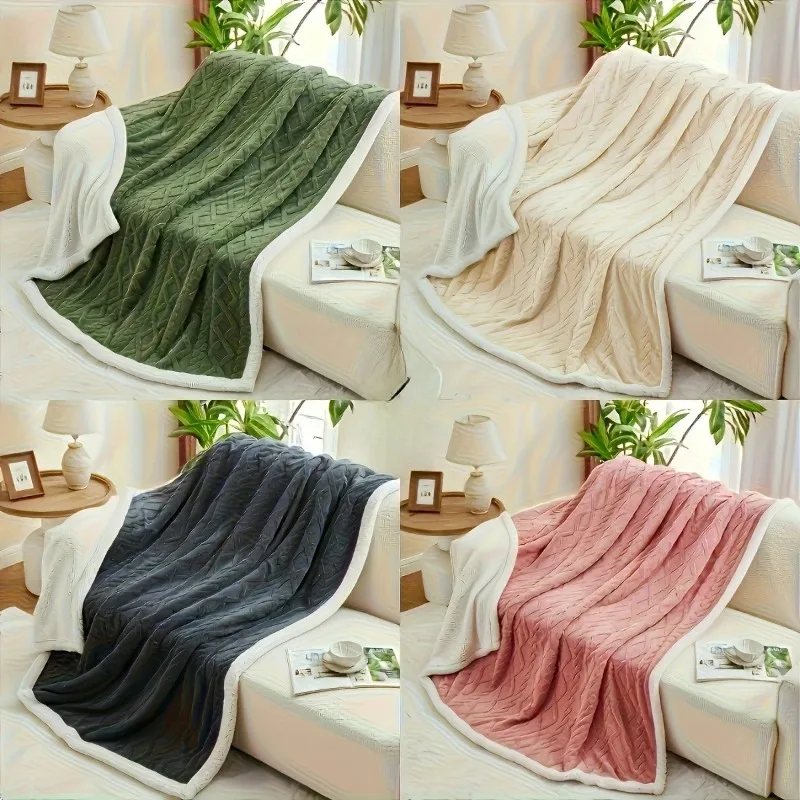 Jacquard Fleece Blanket for Adults, Ultra Soft Thick Reversible All Season Throw , Large Premium Plush Blanket