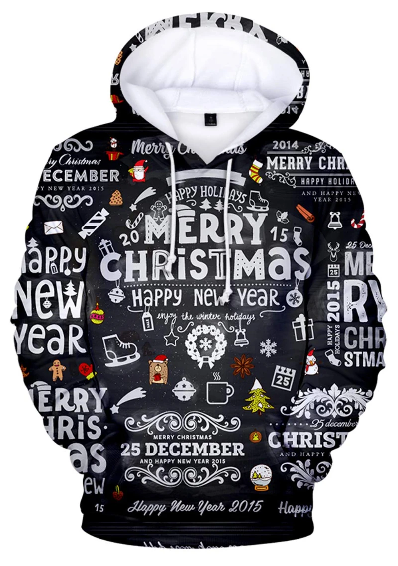 3D Printing Christmas Patten Hoodies Men Women Fall Fashion Santa Claus Party Holiday Wear Tops Unisex Casaul Clothes Polyester