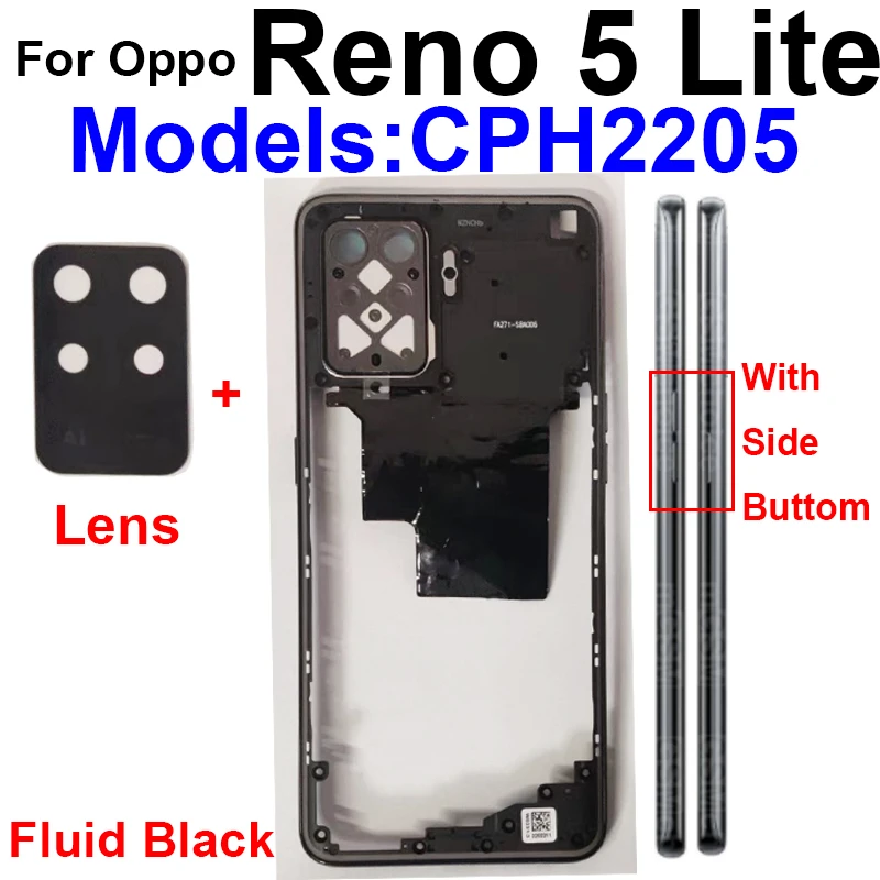 Middle Frame Housing Cover For OPPO Reno 5 Lite Back Cover Battery Door Housing with Lens Replacement Parts