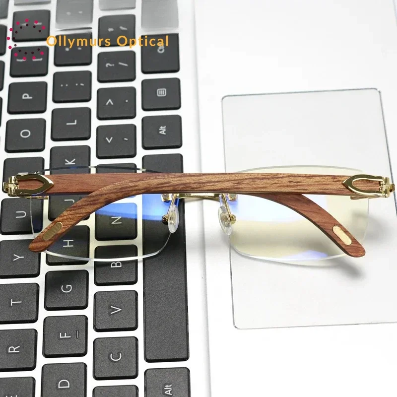 

XUKA Wood Titanium Eyewear Men Glasses Rimless High End Brand Designer Optical Reading Glasses Frame for Male Gentlemen