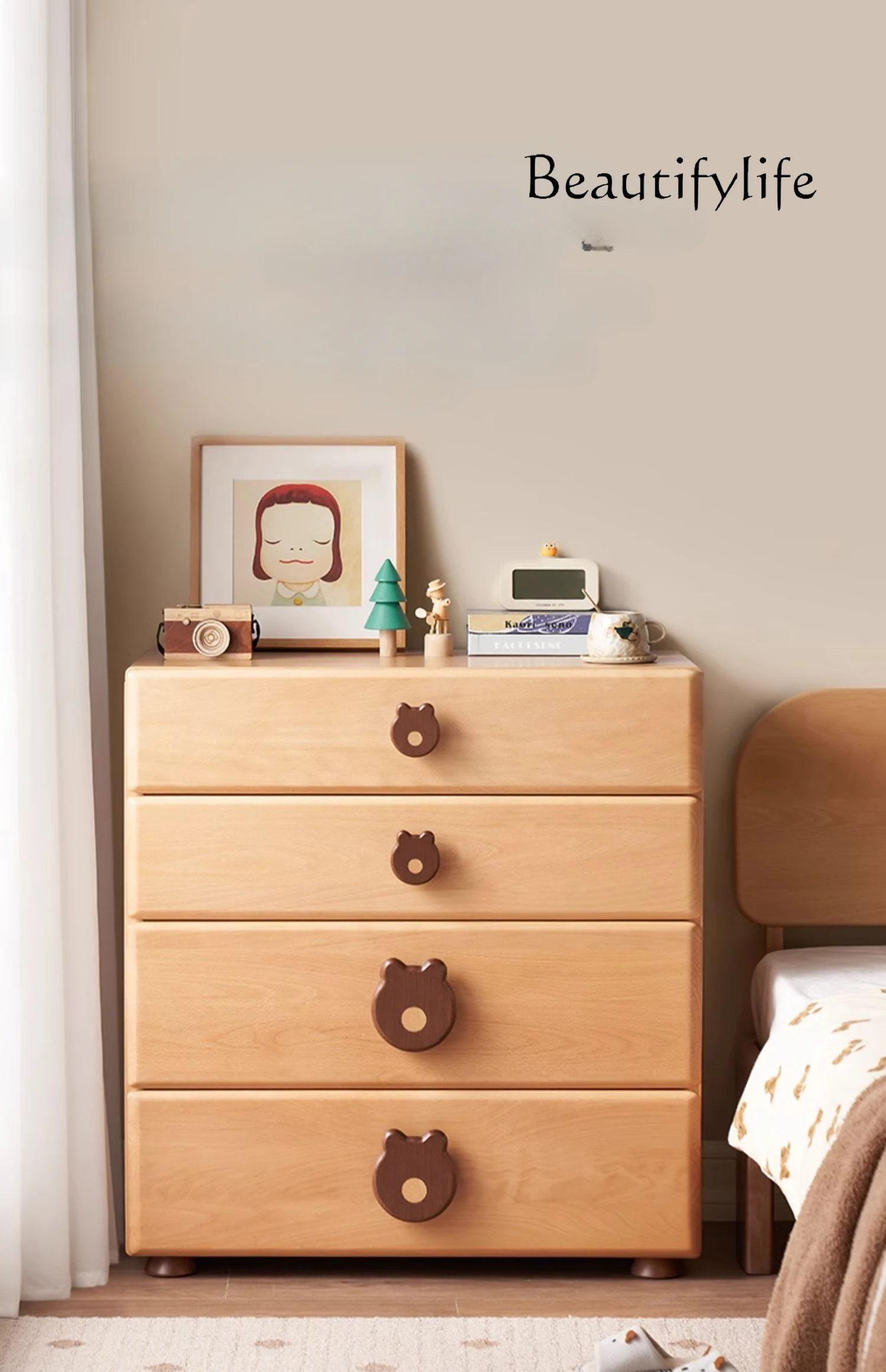 

Nordic Style Solid Wood Chest of Drawers Household Minimalist Storage Cabinet